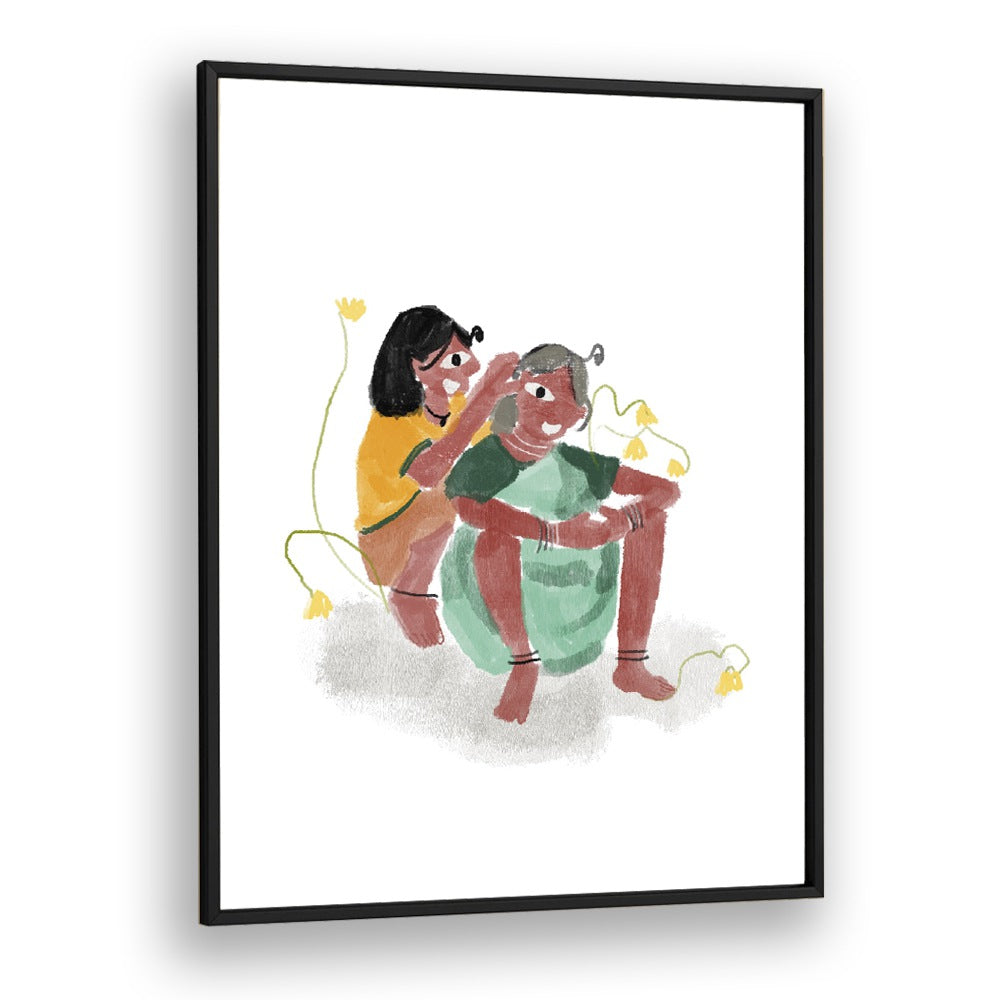 Love As We See By Shreya Roy Chowdary, Indian Art Paintings Artwork in Black Plain Frame