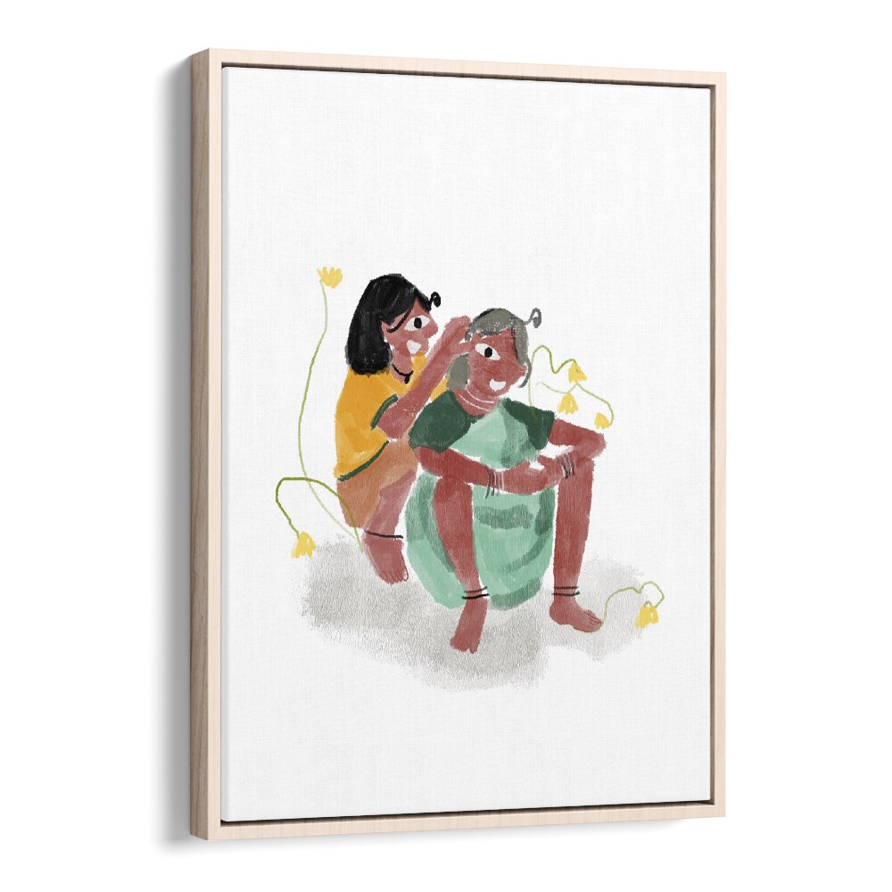 Love As We See By Shreya Roy Chowdary, Indian Art Paintings Artwork in Oak Wood Floater Frame