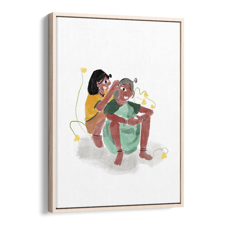 Love As We See By Shreya Roy Chowdary, Indian Art Paintings Artwork in Oak Wood Floater Frame