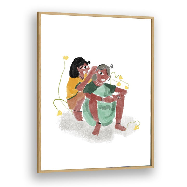Love As We See By Shreya Roy Chowdary, Indian Art Paintings Artwork in Oak Wood Plain Frame