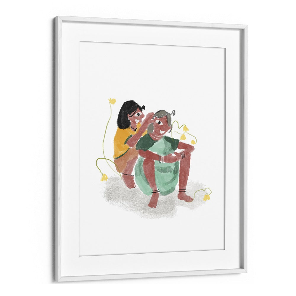 Love As We See By Shreya Roy Chowdary, Indian Art Paintings Artwork in White Frame With Mount