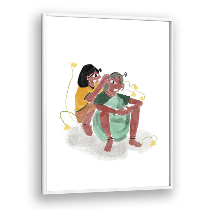 Love As We See By Shreya Roy Chowdary, Indian Art Paintings Artwork in White Plain Frame