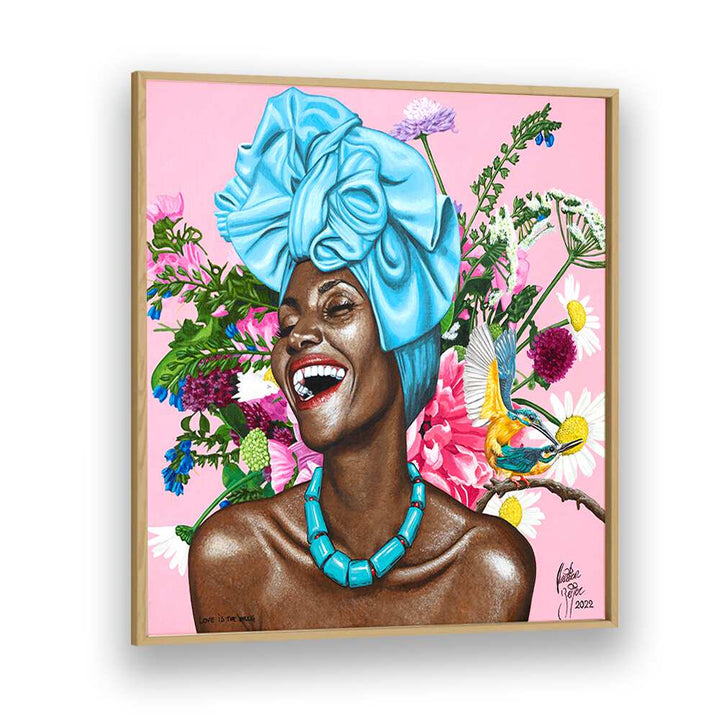 Vibrant "LOVE IS THE DRUG, AFRICAN ART PAINTINGS" by Christian Beijer showcases joyful African womanhood and nature.