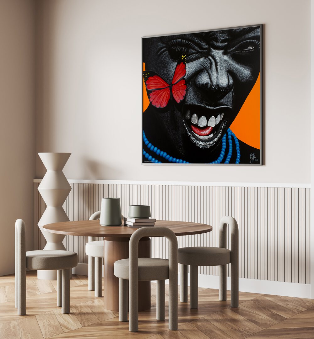 Transform your space with "LOVE THE LIFE YOU LIVE, AFRICAN ART PAINTINGS" by Christian Beijer, showcasing vibrant expression.