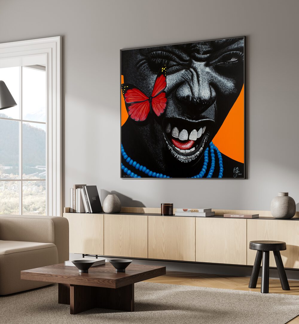 Vibrant "LOVE THE LIFE YOU LIVE, AFRICAN ART PAINTINGS" by Christian Beijer brings bold energy to your space.