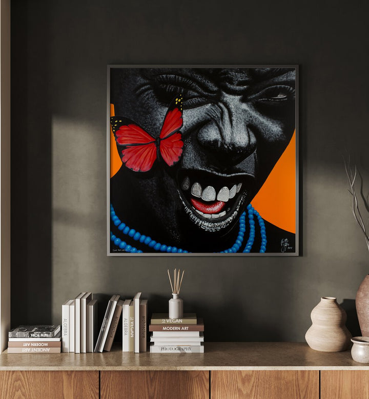 Transform your space with "LOVE THE LIFE YOU LIVE, AFRICAN ART PAINTINGS" by Christian Beijer, showcasing vibrant artistry.