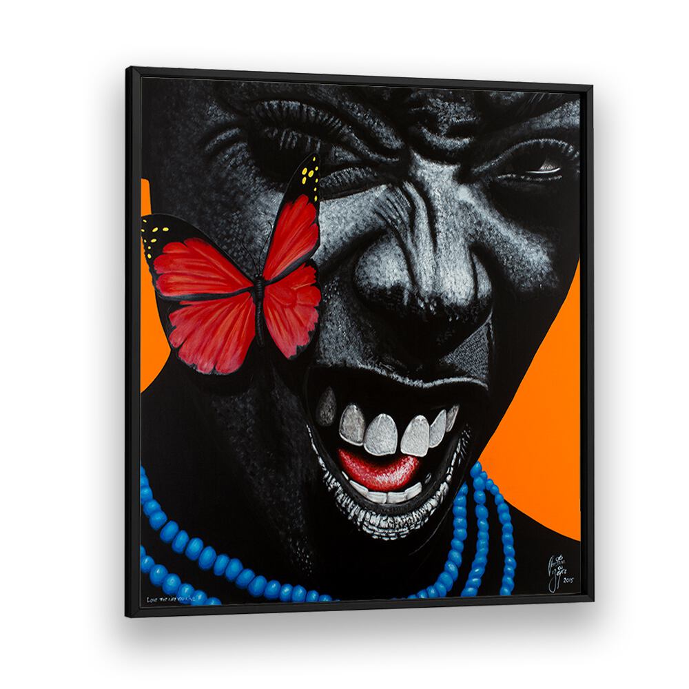 Vibrant "LOVE THE LIFE YOU LIVE, AFRICAN ART PAINTINGS" artwork by Christian Beijer, showcasing bold colors and emotion.
