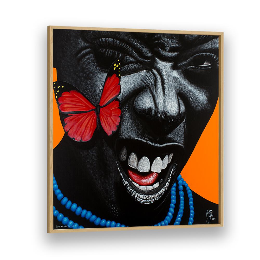 Vibrant "LOVE THE LIFE YOU LIVE, AFRICAN ART PAINTINGS" by Christian Beijer, showcasing striking colors and detail.