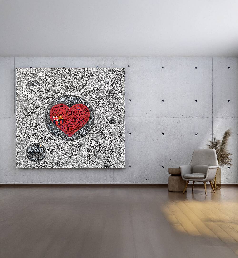 Vibrant LOVE OF FOOTBALL, DOODLE ART PAINTINGS showcasing passion for the game in unique artistic style.