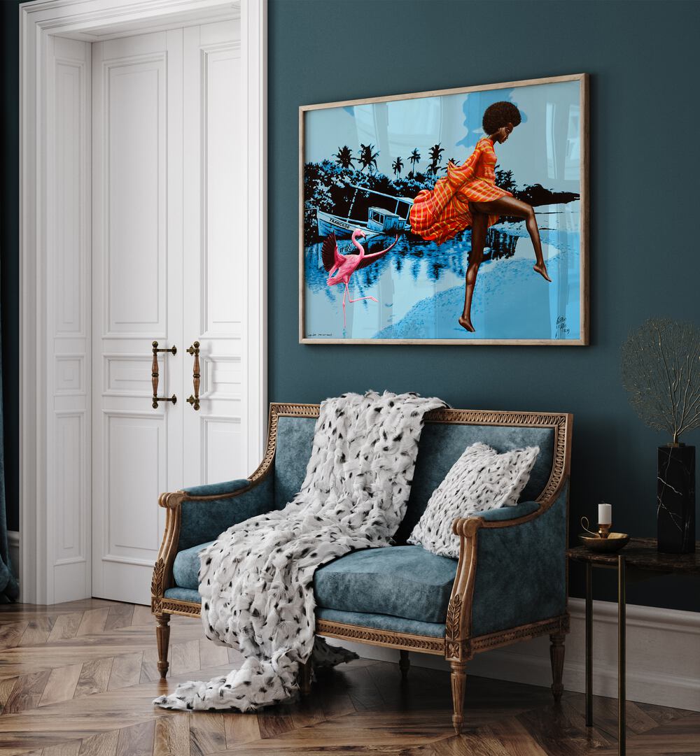 LUSH LIFE, AFRICAN ART PAINTINGS by Christian Beijer, showcasing vibrant colors and cultural beauty in a stylish setting.