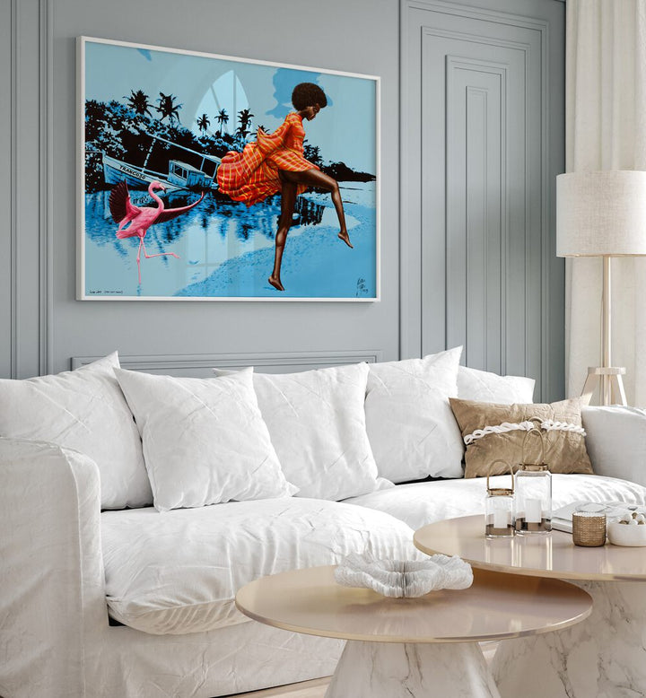 Vibrant LUSH LIFE, AFRICAN ART PAINTINGS by Christian Beijer, enhancing modern interiors with its unique beauty.
