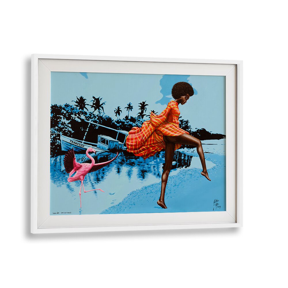 Vibrant LUSH LIFE, AFRICAN ART PAINTINGS by Christian Beijer, showcasing beauty and liveliness in a framed piece.