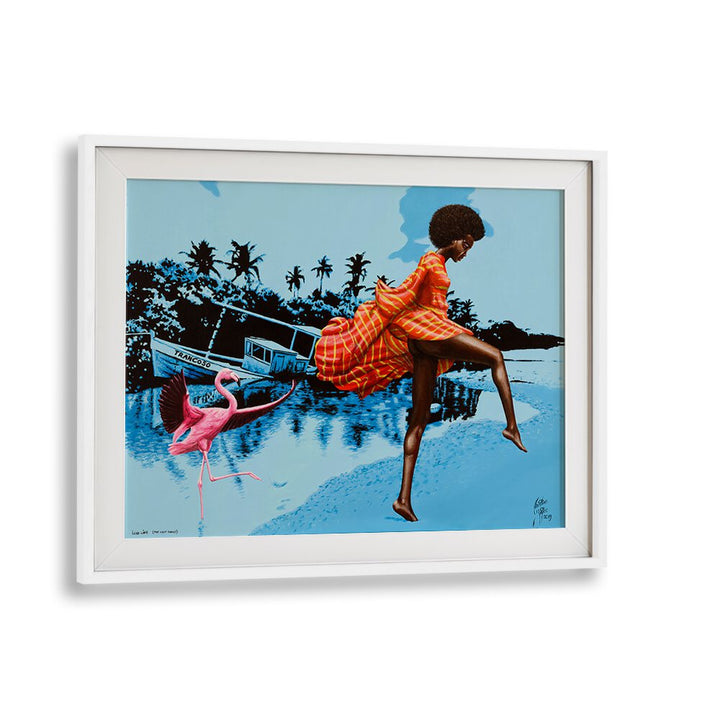 Vibrant LUSH LIFE, AFRICAN ART PAINTINGS by Christian Beijer, showcasing beauty and liveliness in a framed piece.
