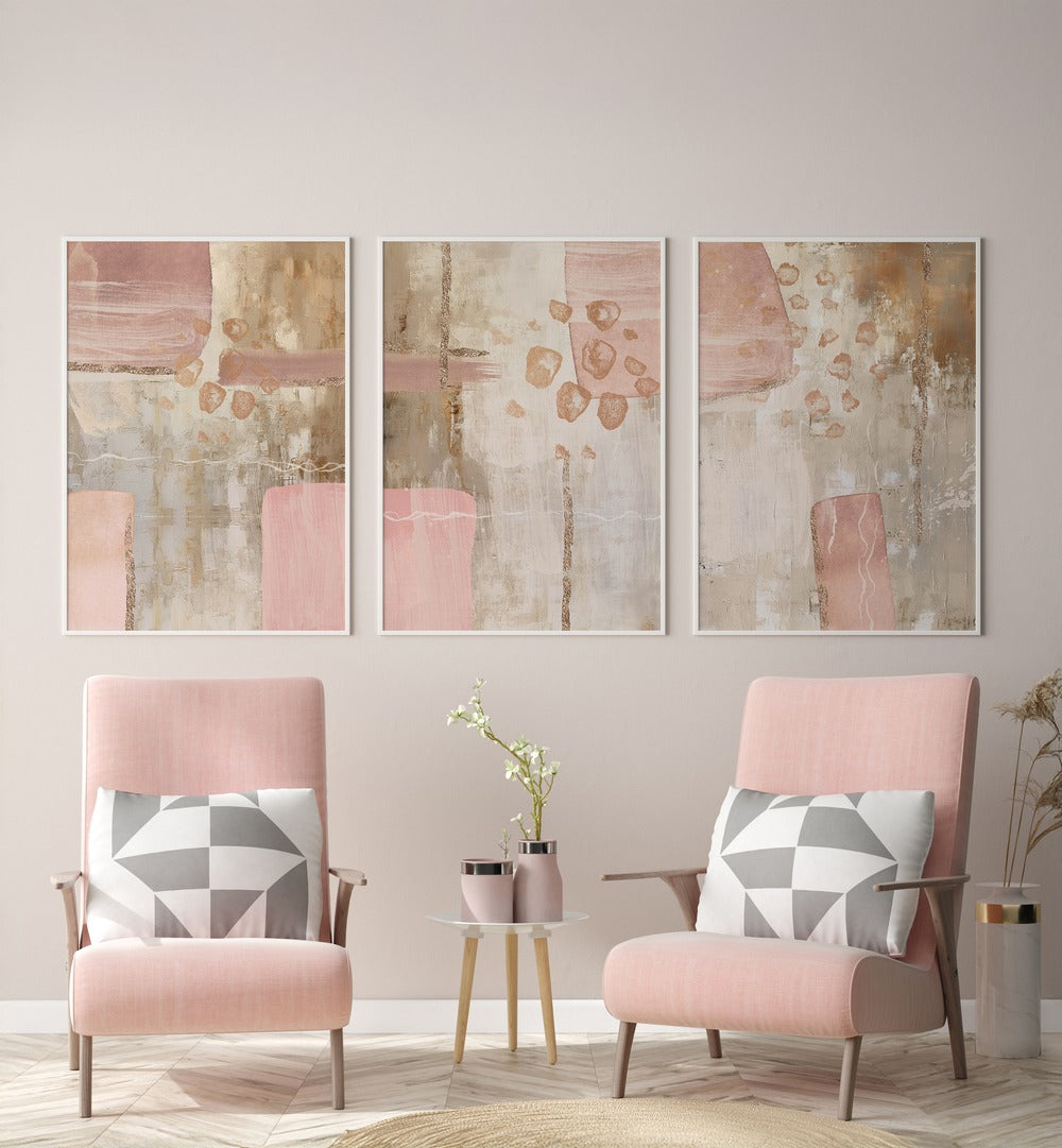 Elevate your decor with the LUXE ROSE SET, SET OF 3 PAINTINGS, showcasing elegant rose-inspired artistry.