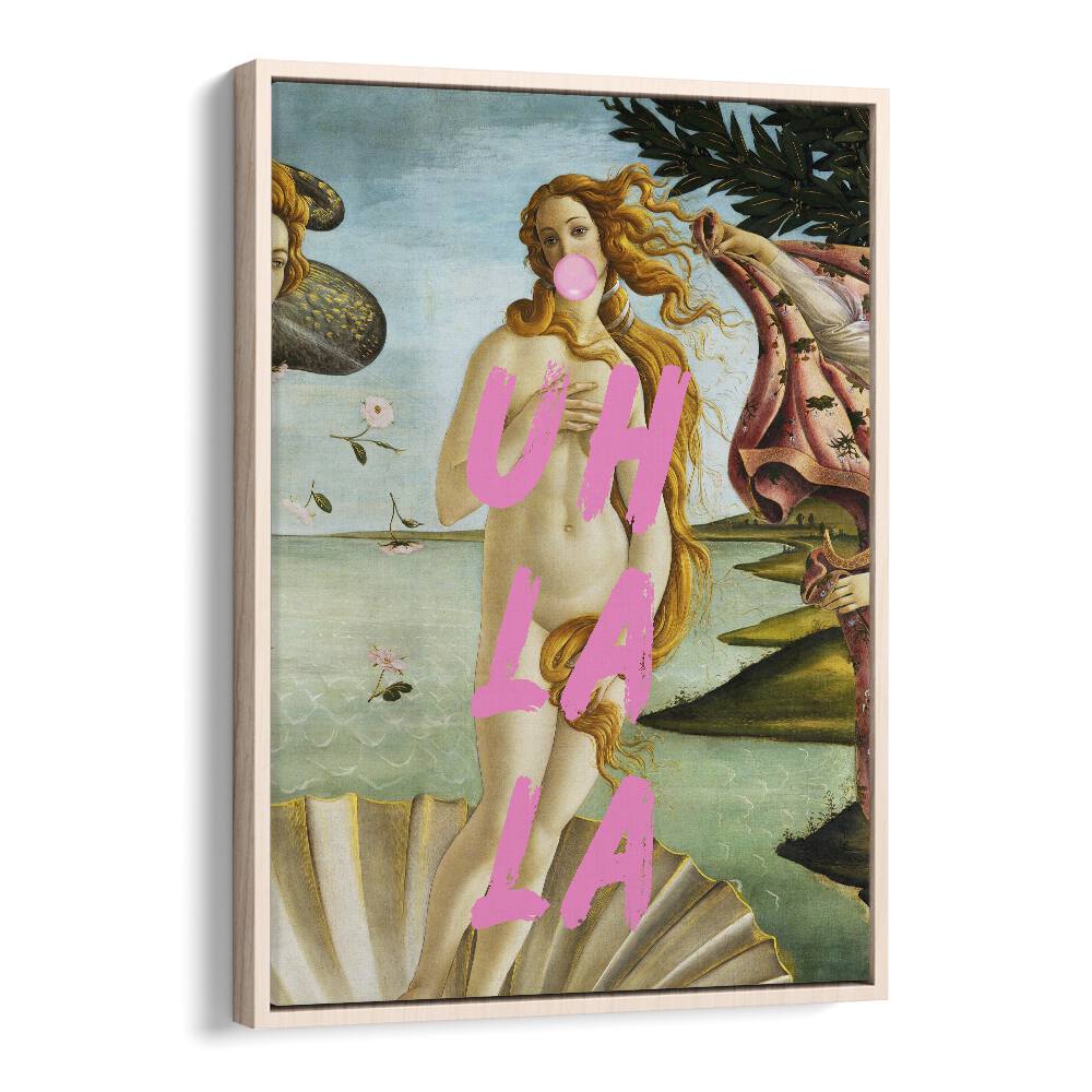 Transform your space with LA LA, ALTERED ART PRINTS featuring vibrant designs in a stylish oak wood floater frame.