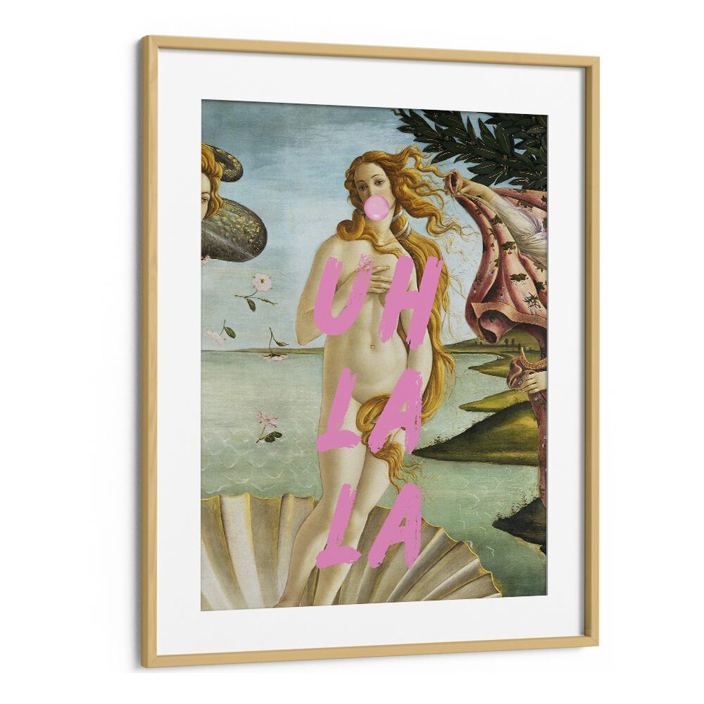 Elevate your decor with LA LA, ALTERED ART PRINTS in a stylish oak frame, blending classic art and modern flair.