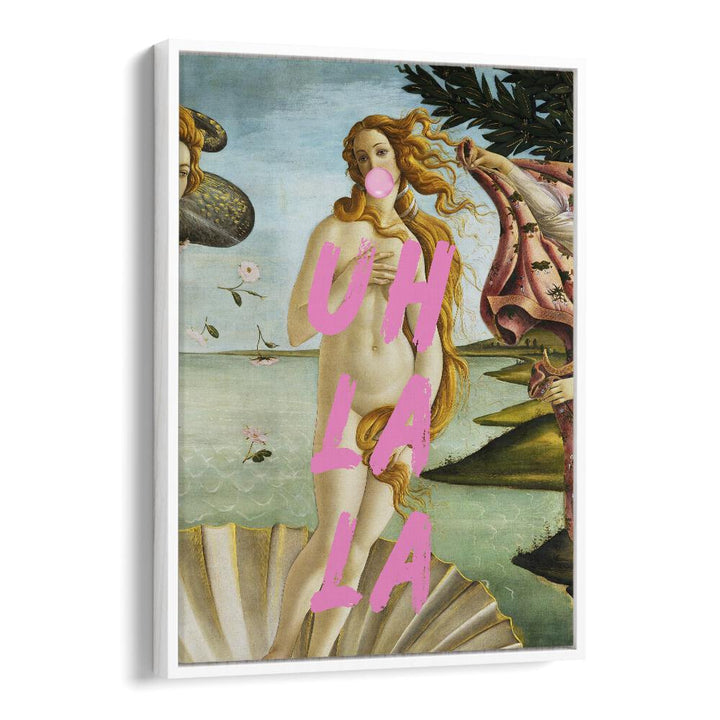 Transform your space with LA LA, ALTERED ART PRINTS in a white floater frame, blending classic and contemporary styles.