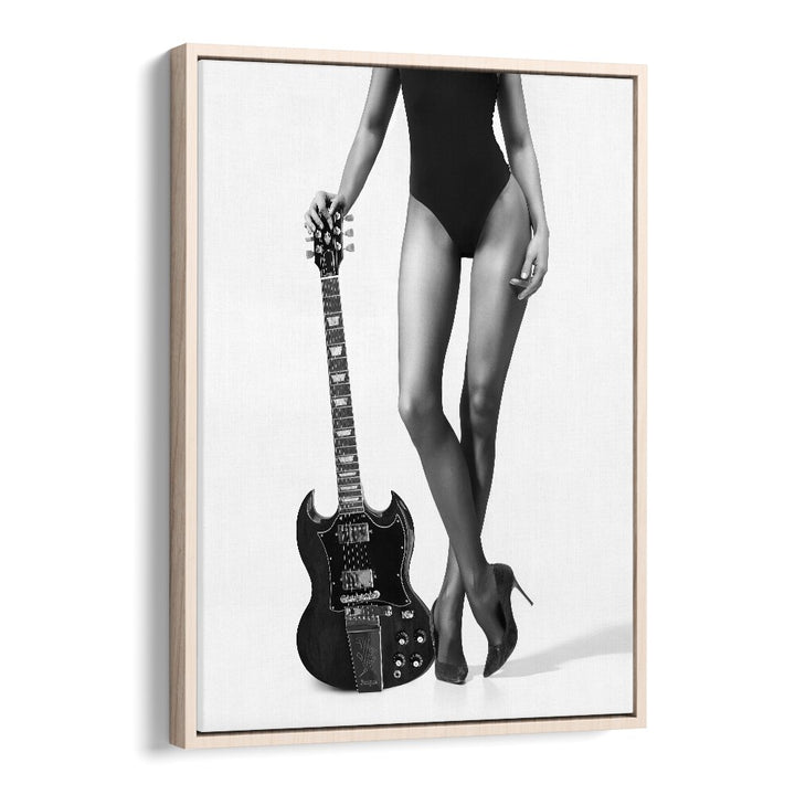 Elegant "Lady With The Gibson, Photography Prints" by David Drake showcases artful beauty and musical flair.