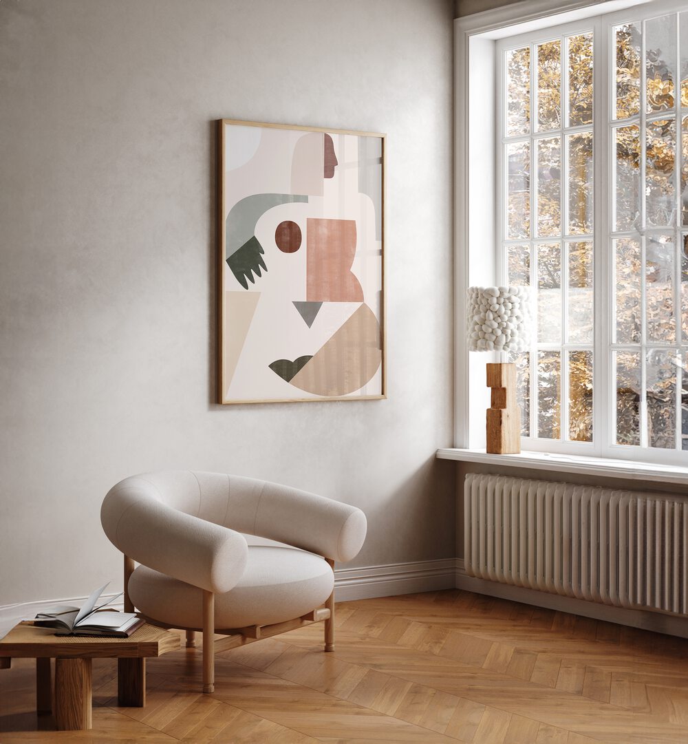 LADY GEOMETRY, BOHO ART PAINTINGS displayed in a modern living space, blending elegance and artistic inspiration.