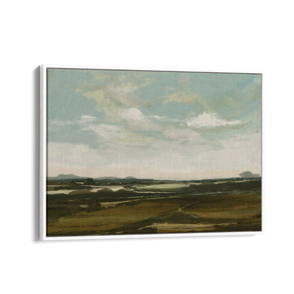 Breathtaking LANDSCAPE PAINTINGS by Dan Hobday, showcasing nature's beauty in a stylish white floater frame.