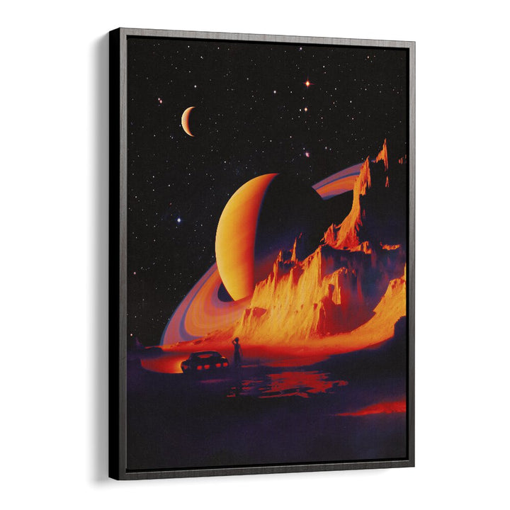 Stunning LANDSCAPE, SURREAL ART PRINTS by Taudalpoi, featuring vibrant cosmic scenery in a black floater frame.