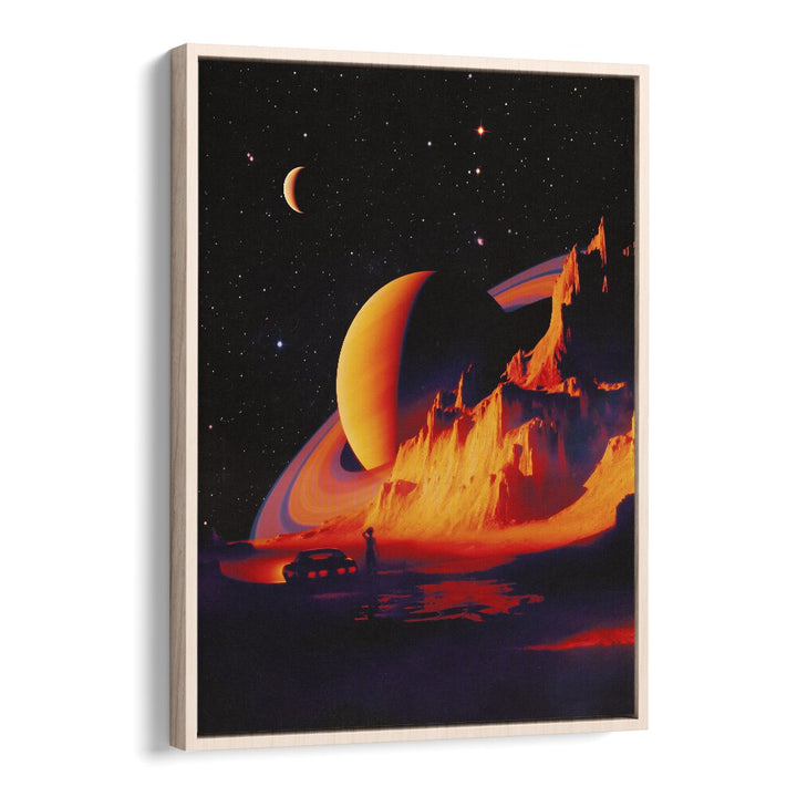 Stunning LANDSCAPE, SURREAL ART PRINTS by Taudalpoi, featuring cosmic elements and vibrant colors in a floater frame.