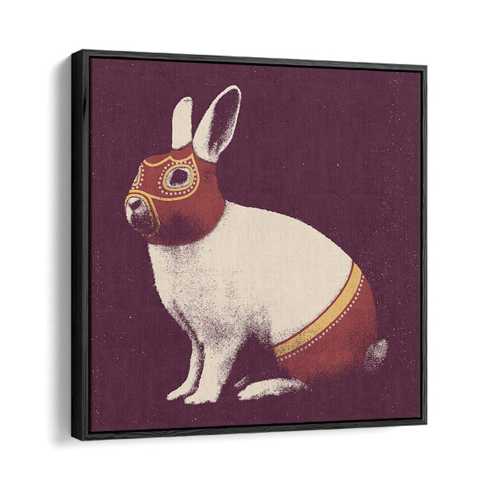 LAPIN CATCHEUR, ANIMAL PAINTINGS featuring a stylish rabbit illustration in a black floater frame. Perfect for decor!