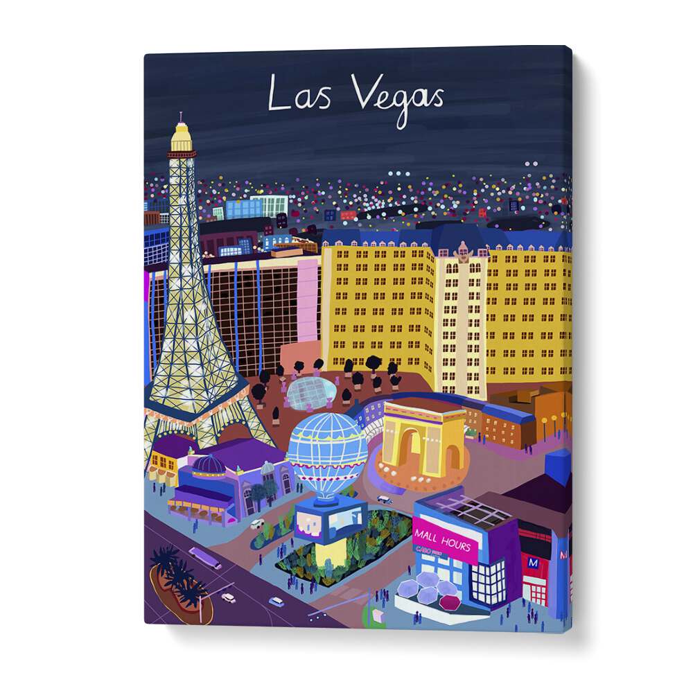 Vibrant LAS VEGAS NIGHT VIEW, TRAVEL POSTERS by Carla Daly showcasing the iconic skyline and city spirit.