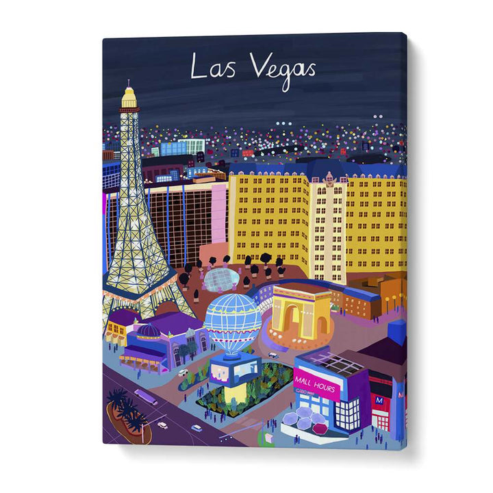Vibrant LAS VEGAS NIGHT VIEW, TRAVEL POSTERS by Carla Daly showcasing the iconic skyline and city spirit.