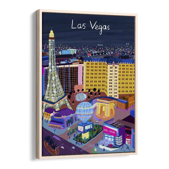 Stunning LAS VEGAS NIGHT VIEW, TRAVEL POSTERS by Carla Daly, showcasing the vibrant skyline in a stylish frame.