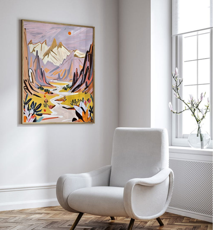 Stunning LAVENDER MOUNTAINS, LANDSCAPE PAINTINGS by Uma Gokhale, capturing serene beauty and vibrant nature.