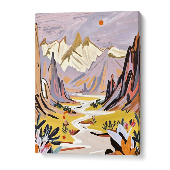 Vibrant LAVENDER MOUNTAINS, LANDSCAPE PAINTINGS by Uma Gokhale showcase serene beauty and enchanting lavender fields.