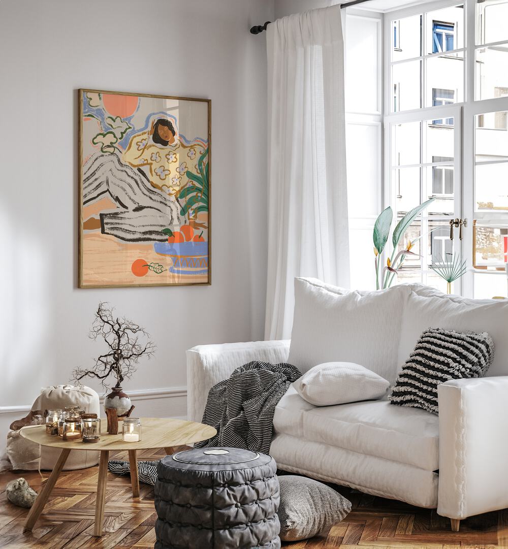 Stylish LAZY DAYS, PORTRAITS artwork by Arty Guava enhances modern living spaces with vibrant charm.