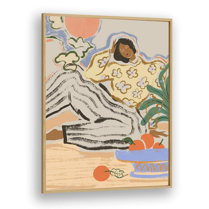 Lively "LAZY DAYS, PORTRAITS" wall art by Arty Guava, featuring a relaxed figure among vibrant elements.