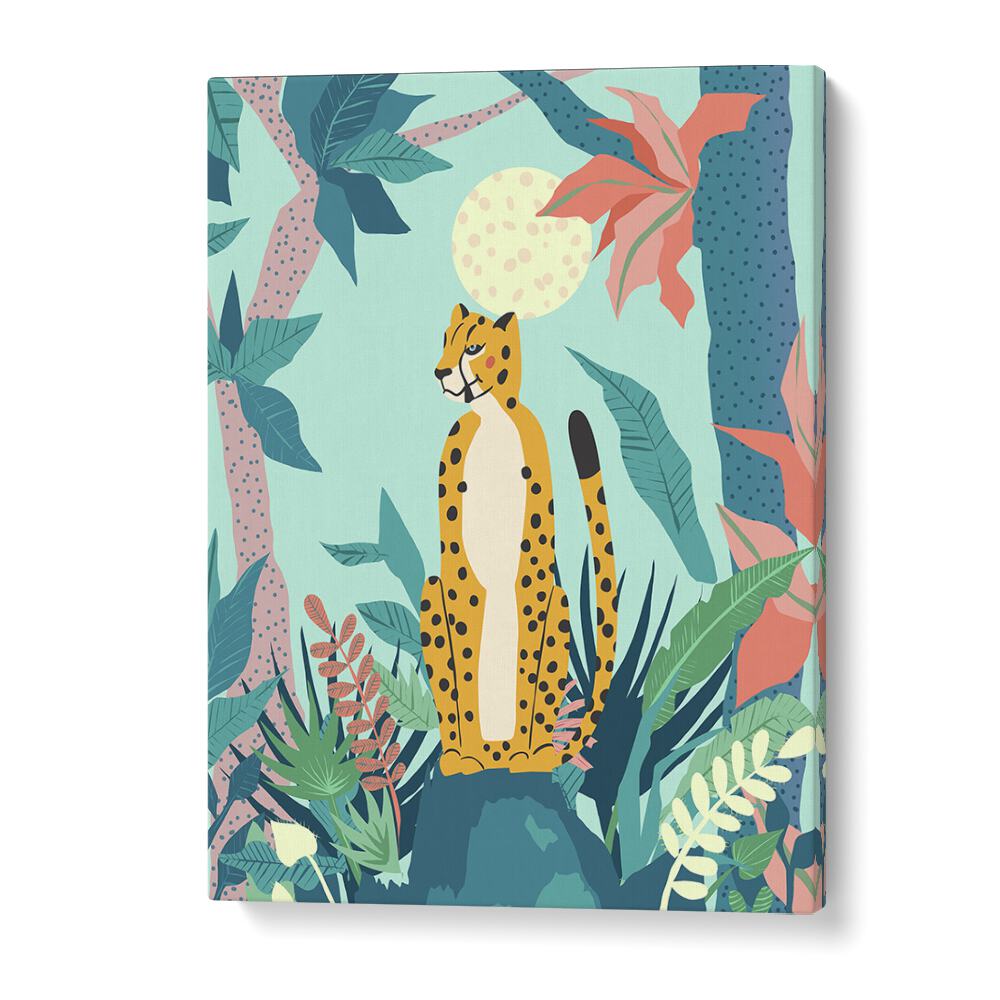 Discover the vibrant "LEOPARD FOREST , ANIMAL PAINTINGS" by Uma Gokhale, perfect for wildlife art lovers.