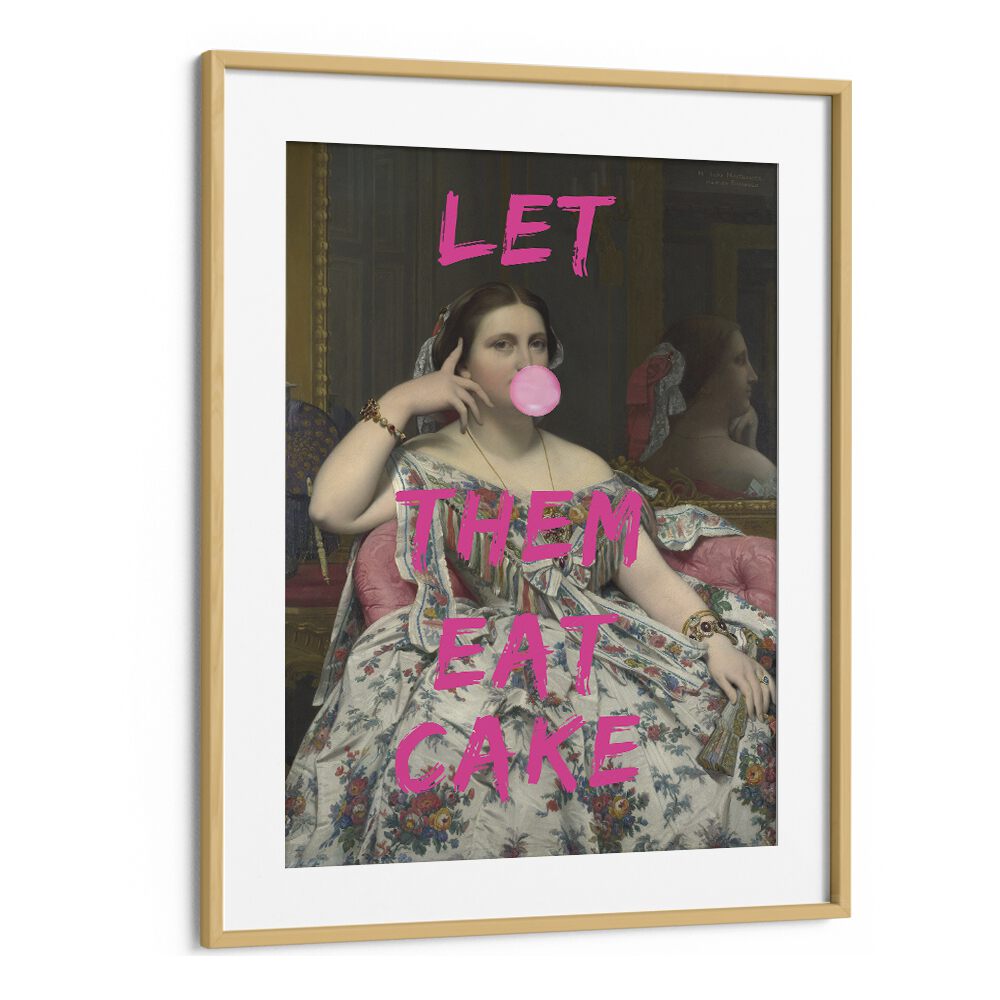 Charming LET THEM EAT CAKE, ALTERED ART PRINTS in an elegant oak frame, perfect for enhancing your space.