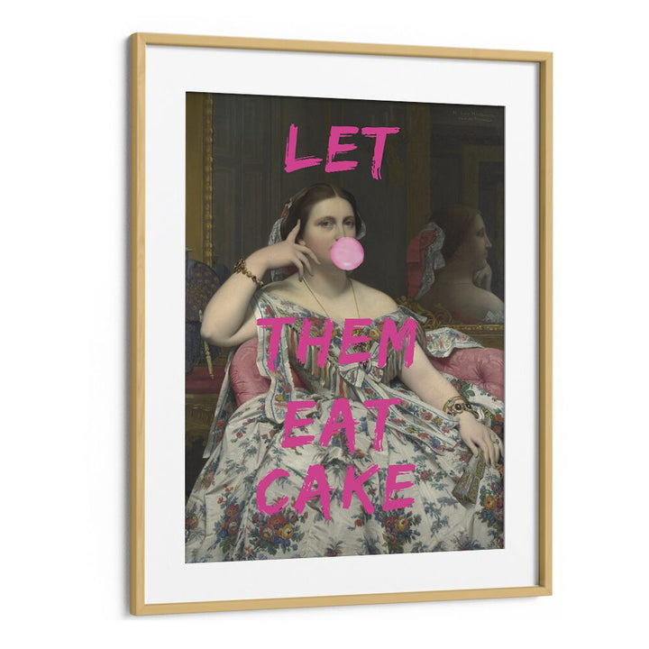 Charming LET THEM EAT CAKE, ALTERED ART PRINTS in an elegant oak frame, perfect for enhancing your space.