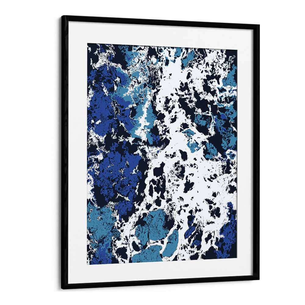 Stunning LIQUID PATIENCE, ABSTRACT PAINTINGS by Uma Gokhale, showcasing fluid emotions in a striking black frame.