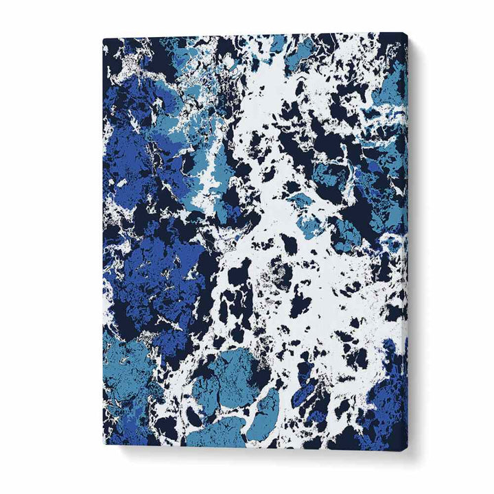 Explore LIQUID PATIENCE, ABSTRACT PAINTINGS by Uma Gokhale, showcasing vibrant blues and dynamic emotional expression.