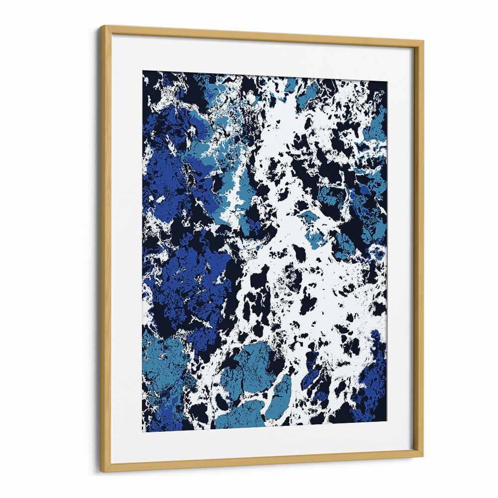 Stunning LIQUID PATIENCE, ABSTRACT PAINTINGS by Uma Gokhale in an elegant oak frame, showcasing fluid artistic expression.