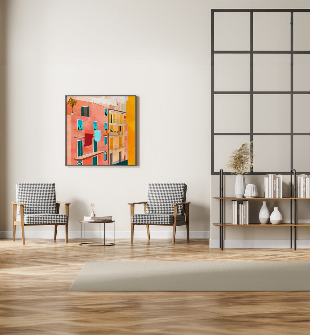 Vibrant LITTLE ITALY HOUSES, LANDSCAPE PAINTINGS artwork by Ana Rut Bre, enhancing your space with Italian charm.