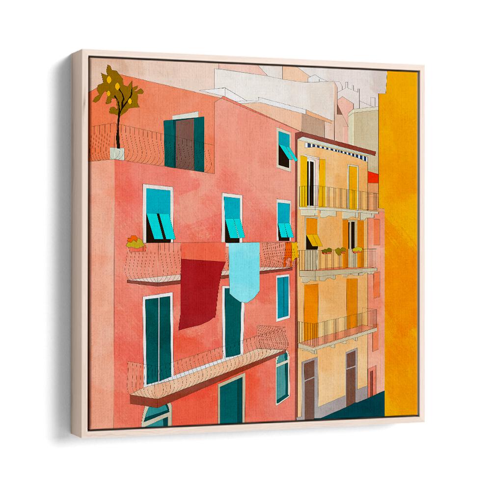 Colorful LITTLE ITALY HOUSES, LANDSCAPE PAINTINGS by Ana Rut Bre, showcasing charming Italian architecture.