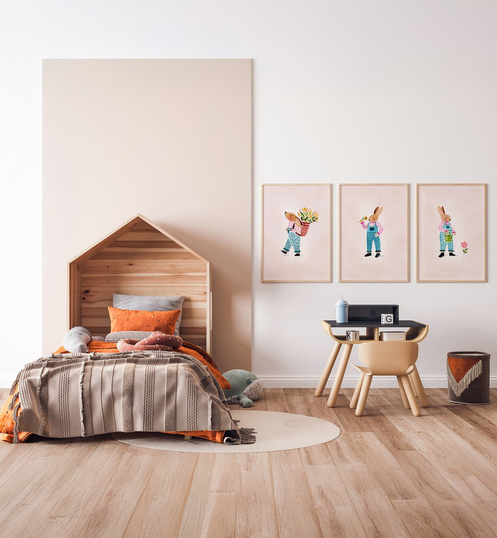 Brighten your child's space with the LITTLE GARDENERS SET, SET OF 3 PAINTINGS, perfect for inspiring creativity.