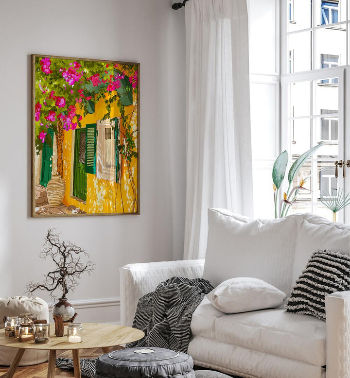 Vibrant "Living in the Sunshine Always, Travel Art Prints" by Uma Gokhale brightens any living space beautifully.
