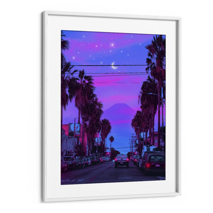 Vibrant LOFI CALI, SURREAL ART PRINTS by Ritvik Takkar, showcasing a dreamy California street scene.