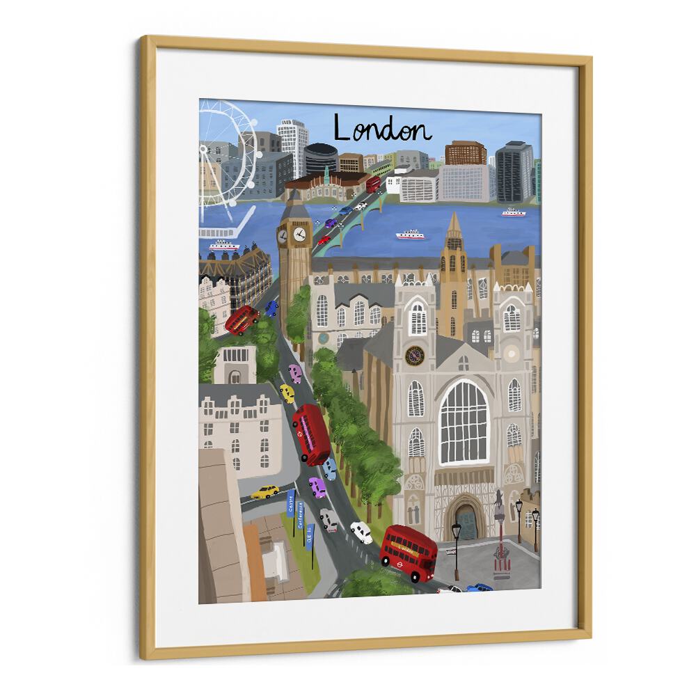 LONDON CITY WITH VIEW OF THE THAMES RIVER AND BIG BEN, TRAVEL POSTERS showcase Carla Daly's vibrant London artwork.
