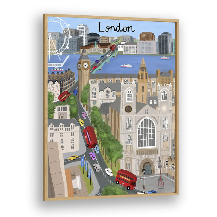LONDON CITY WITH VIEW OF THE THAMES RIVER AND BIG BEN, TRAVEL POSTERS showcases iconic landmarks in vibrant detail.