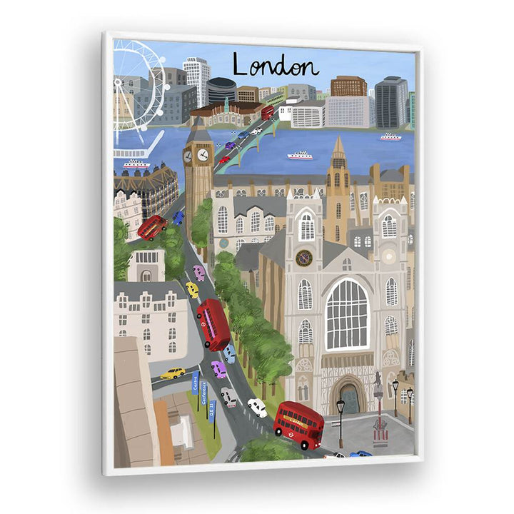Stunning travel poster of London city with view of the Thames River and Big Ben, perfect for decor lovers.