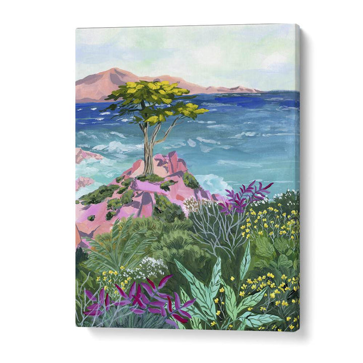 LONE CYPRESS, LANDSCAPE PAINTINGS by Sarah Gesek showcases vibrant nature on premium canvas for stunning decor.