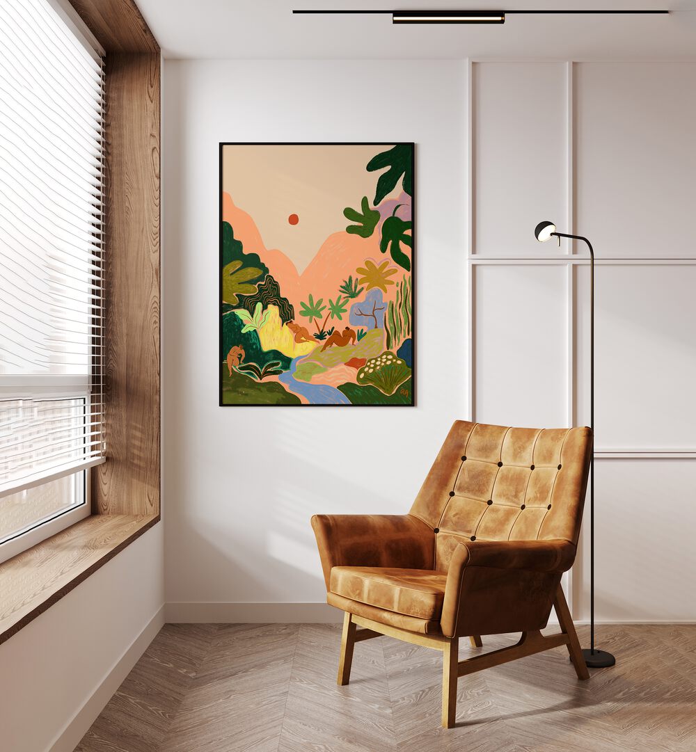 Serene interior featuring LOST IN PARADISE II, PORTRAITS by Arty Guava, perfect for enhancing any space.